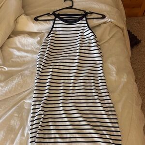 Striped Black and White Sleeveless Dress